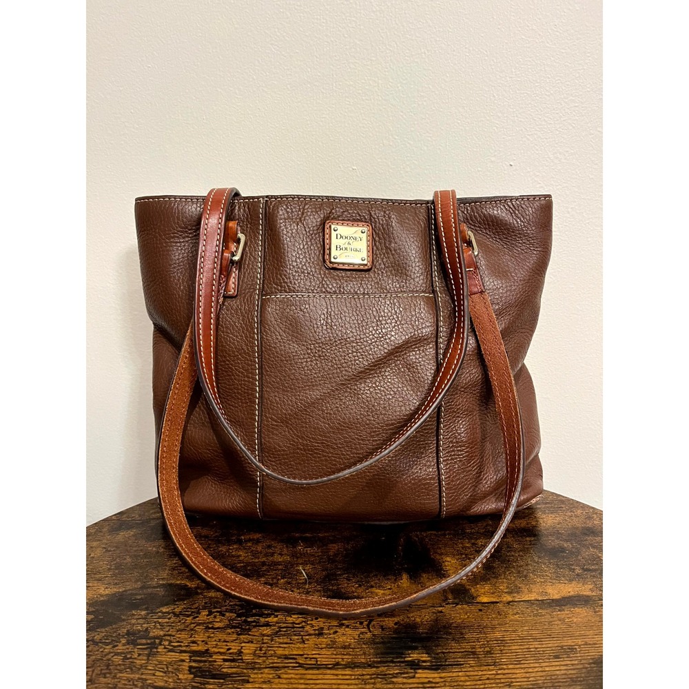Dooney & Bourke Purse Lexington Tote Brown Pebbled Leather Shoulder Bag